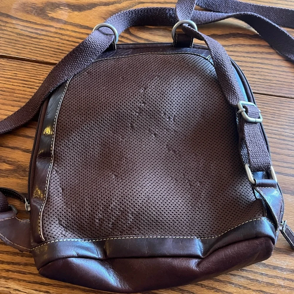 Jack Georges Dark BrownVoyager Leather Travel Convertible Backpack/Crossbody Bag - Picture 12 of 14
